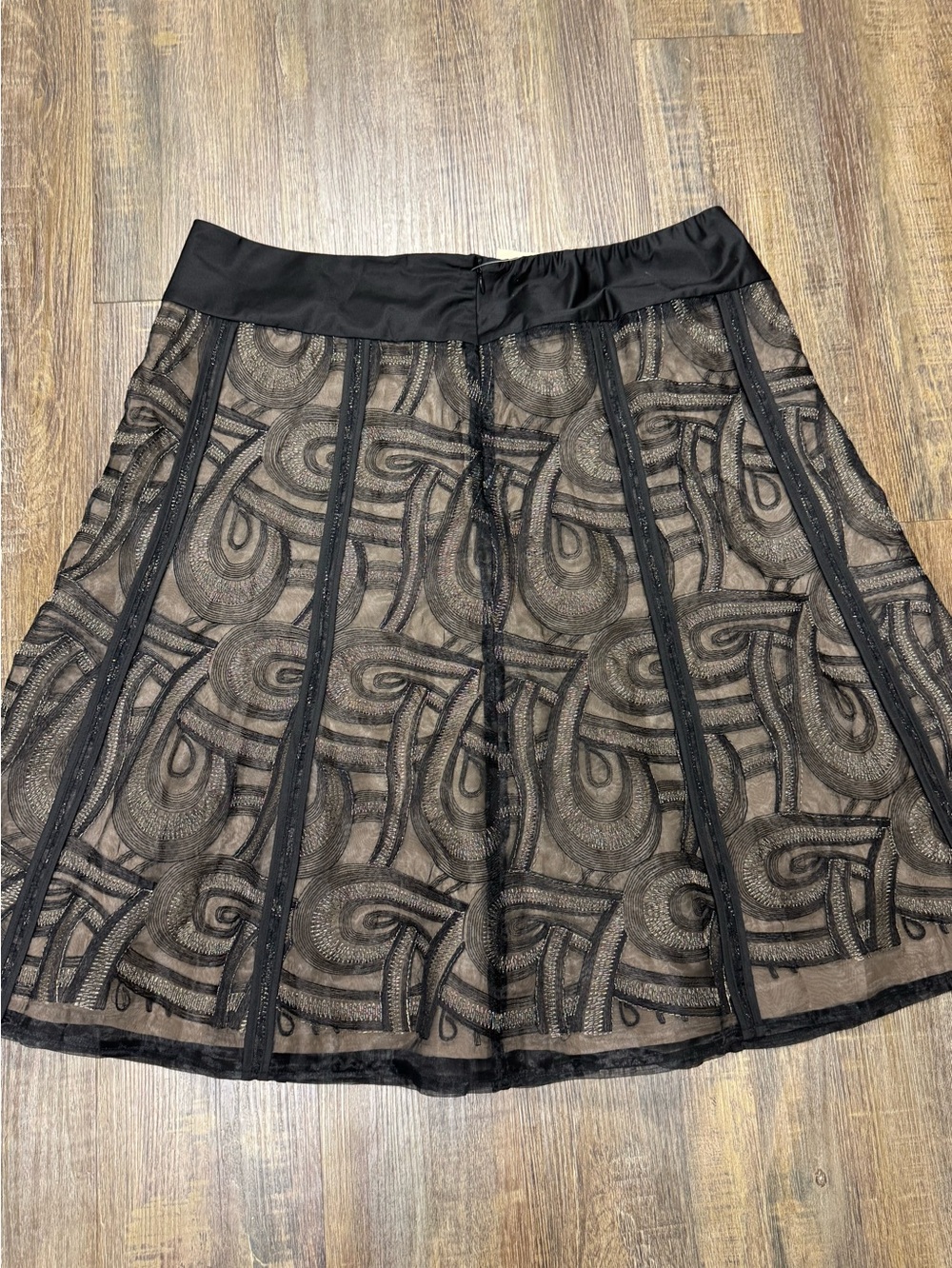 Cold Water Creek Black Embroidered A-Line Skirt NWT Cocktail Party Holiday PL